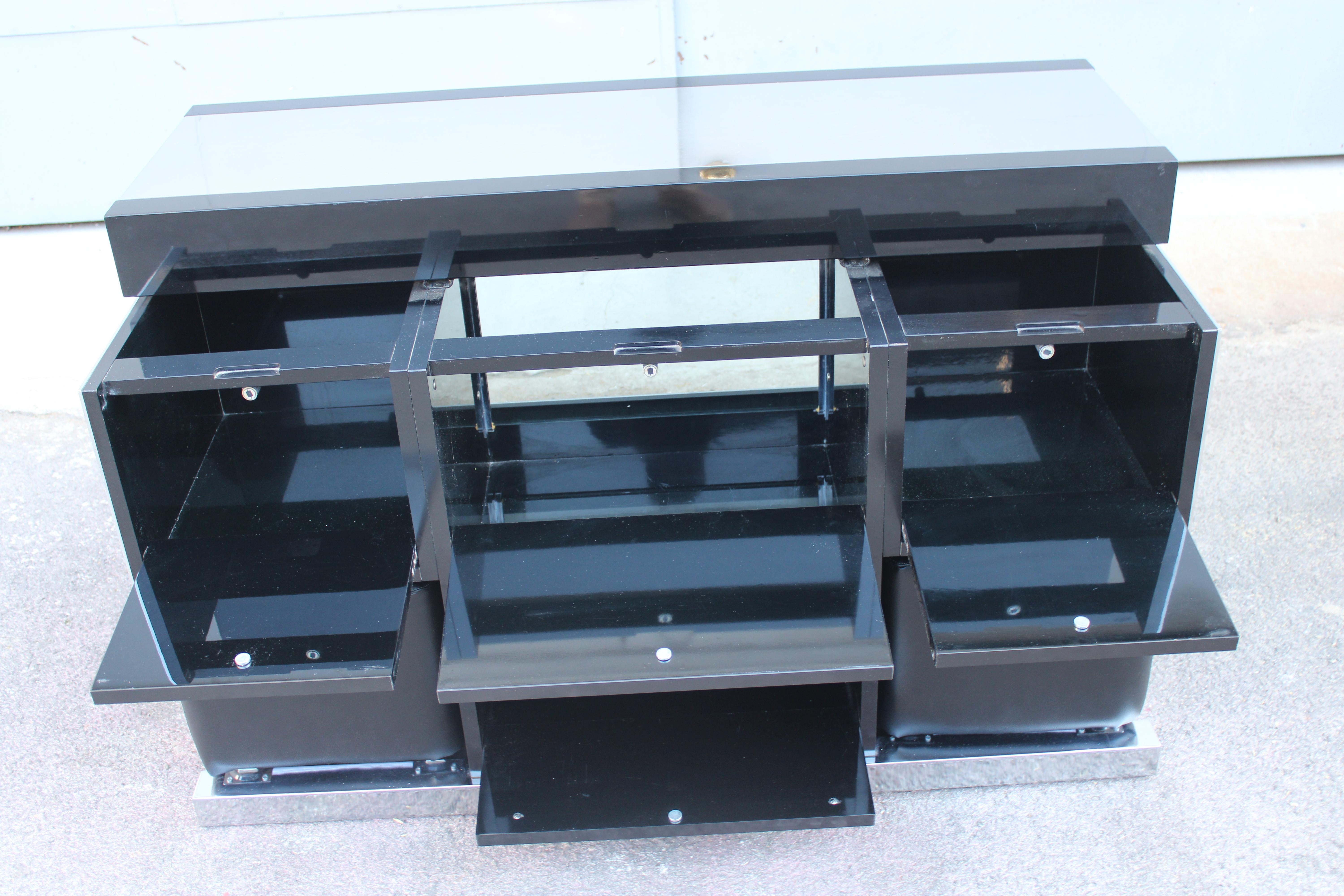 Willy Rizzo Bar Cabinet for Mario for Mario Sabot 1970 Italy Black and Steel For Sale 10