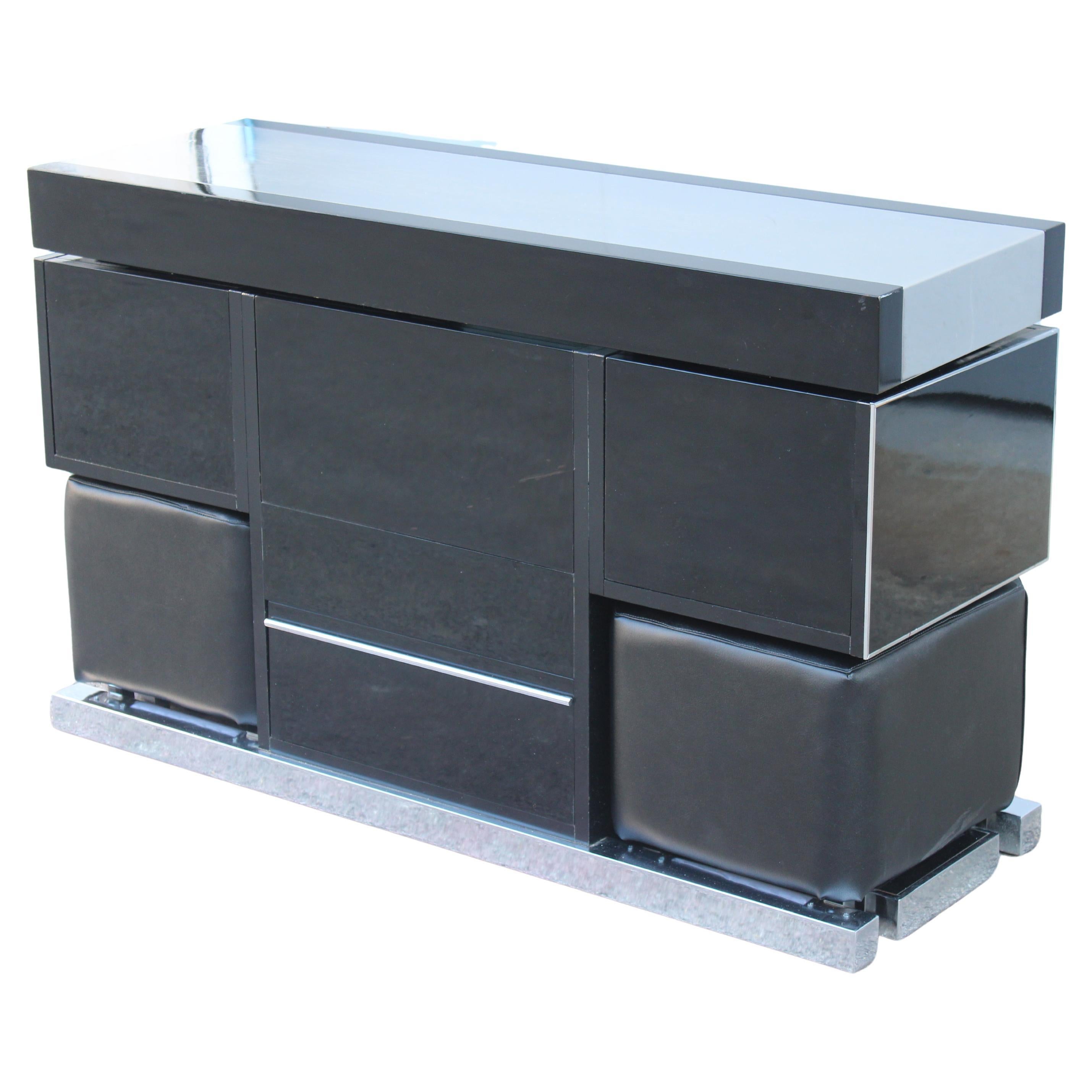 Willy Rizzo Bar Cabinet for Mario for Mario Sabot 1970 Italy Black and Steel