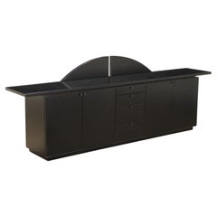 Buffet mobile  bois laqué noir des années 1980