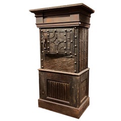 Tresorschrank aus Eisen und Holz mit Schlüssel, Italien