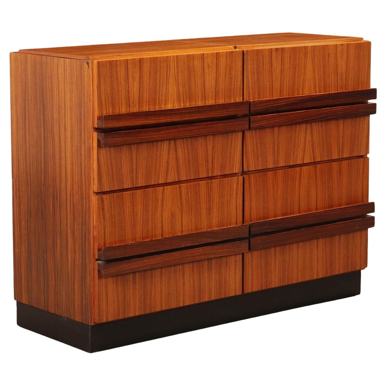 1960s chest of drawers cabinet, brown wood For Sale