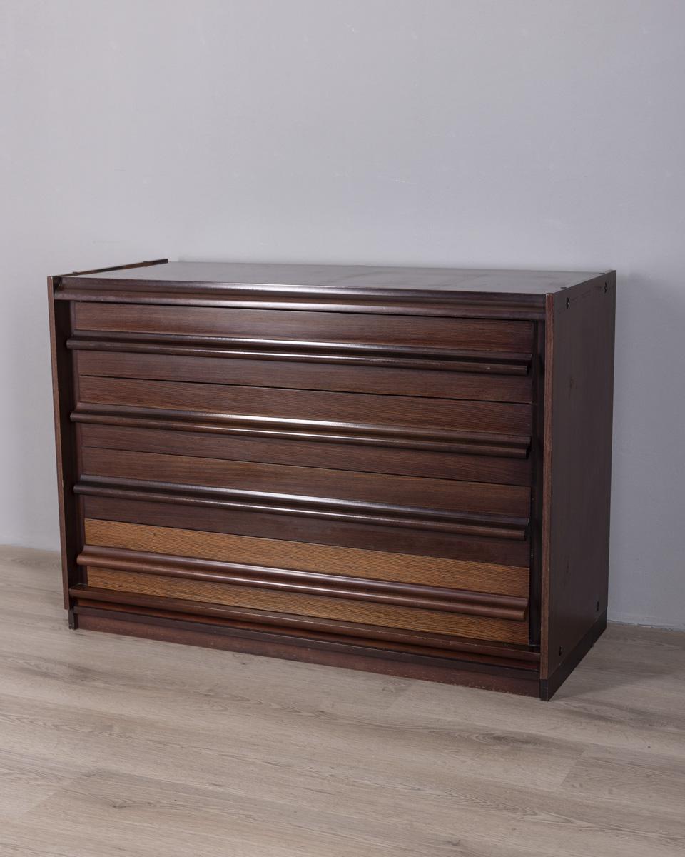 Mid-Century Modern 1960s vintage wooden chest of drawers cabinet Italian design For Sale