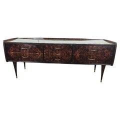 Cabinet with six drawers and worked glass top Mid Century 1970s