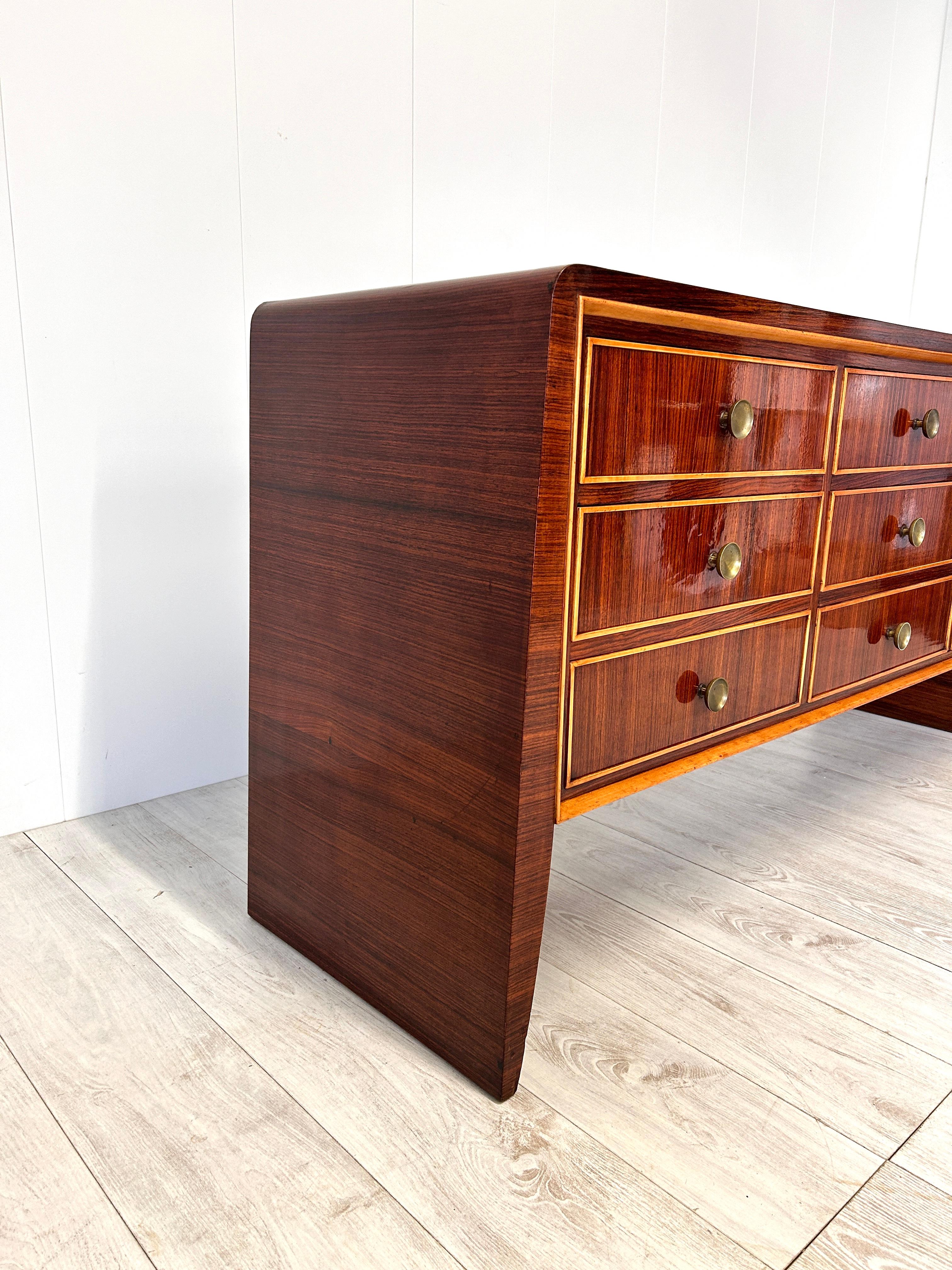 Brass Paolo Buffa storage cabinet, Italy, 1950s For Sale