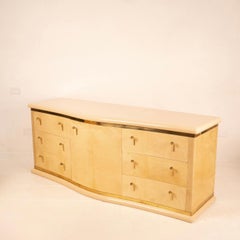 Neptune Curved Parchment Cabinet by Luciano Frigerio for Frigerio di Desio