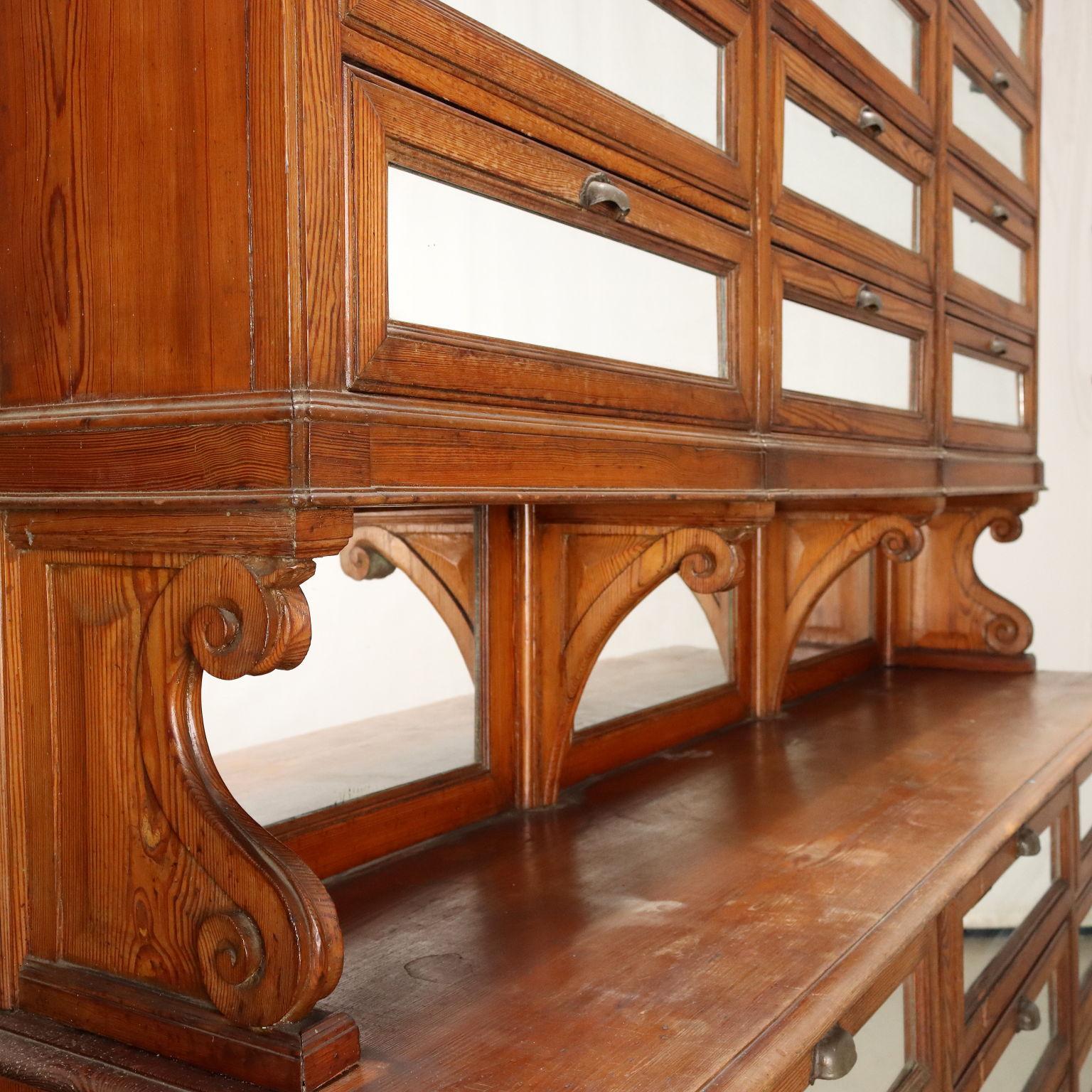 Italian Store Furniture in Larch Italy Early 20th Century For Sale