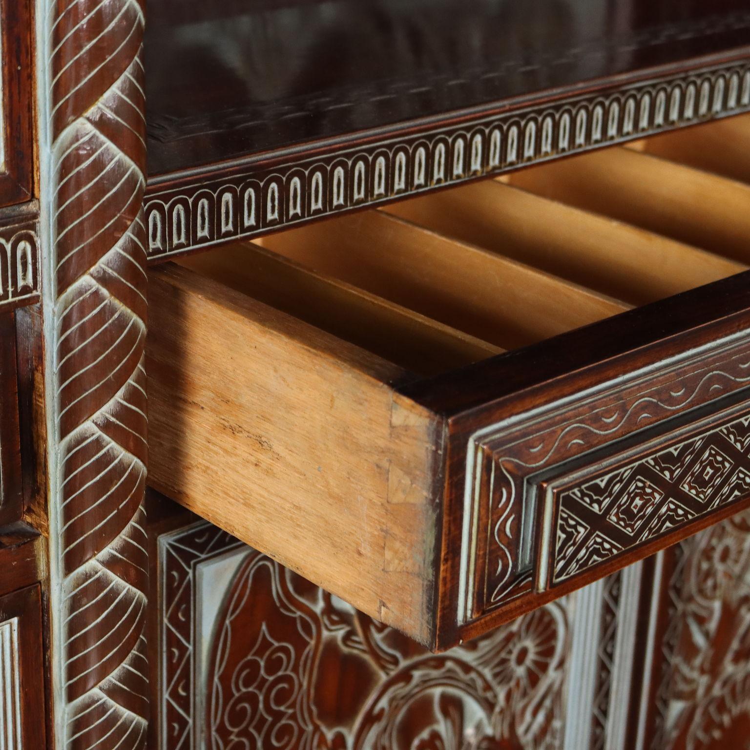 Nutwood Mid-20th Century Italy Walnut Parlour Furniture in Ethnic Taste For Sale
