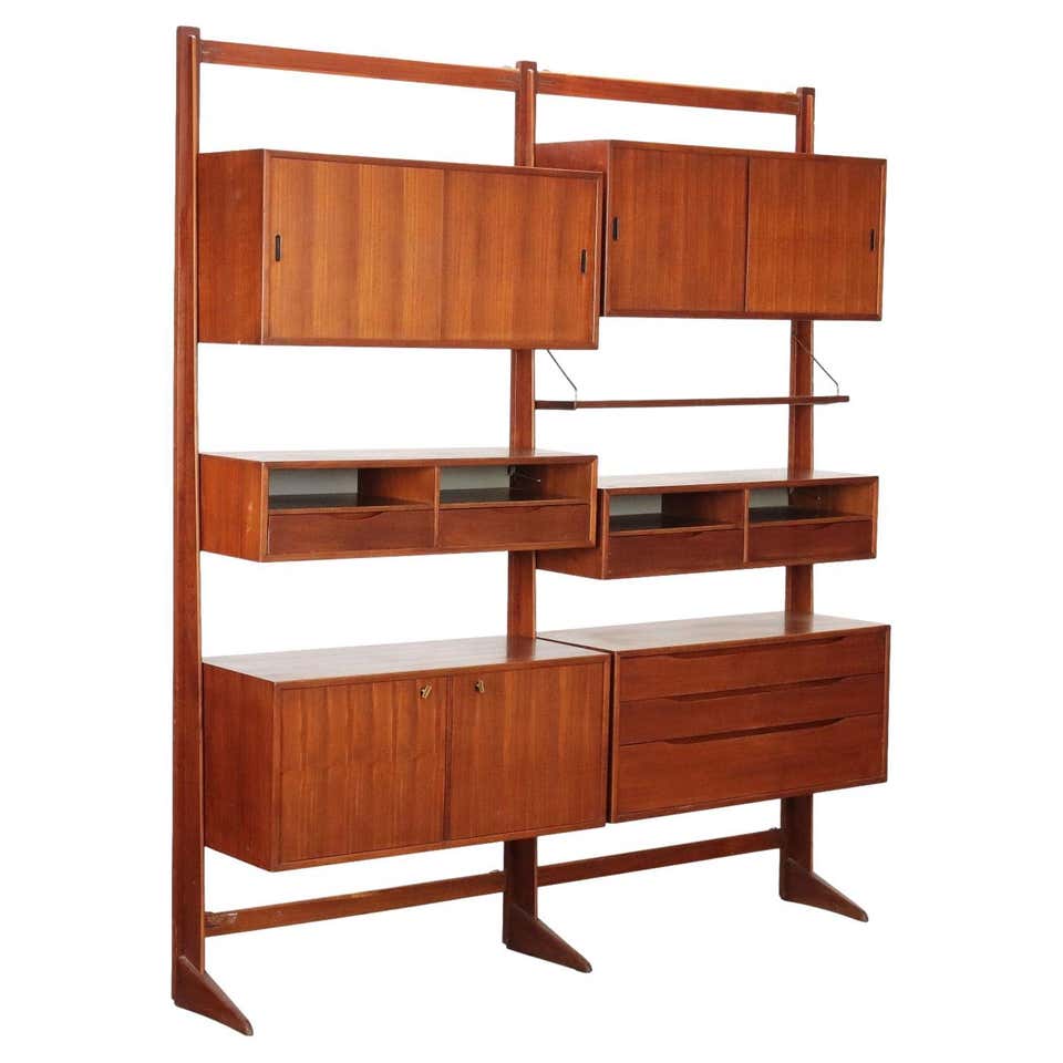 Danish Modern Modular 2 Bay Wall Unit by Lyby Mobler, C. 1960s For Sale ...