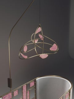 Mobile in Rose Quartz and Bronze-Patina Brass by Kifu Paris