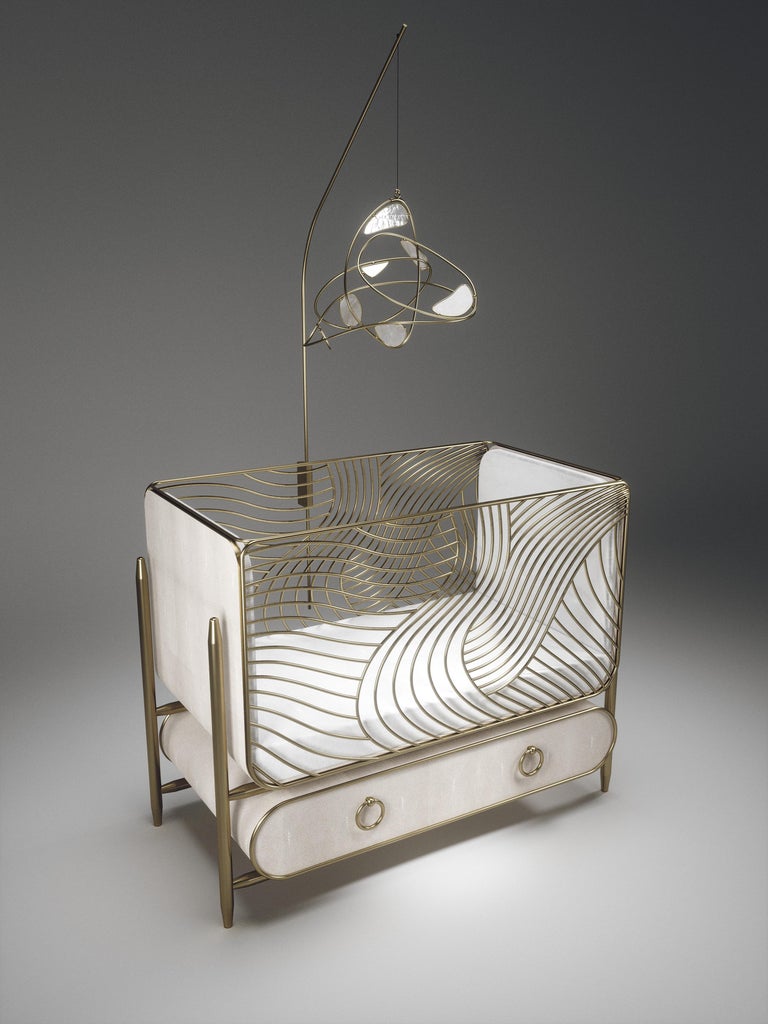 Mobile in White Quartz and Bronze-Patina Brass by Kifu Paris For Sale 5