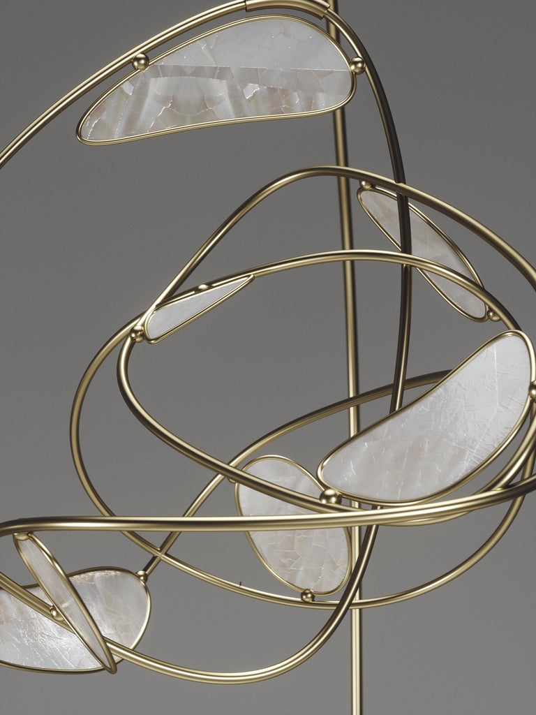 Mobile in White Quartz and Bronze-Patina Brass by Kifu Paris For Sale 6