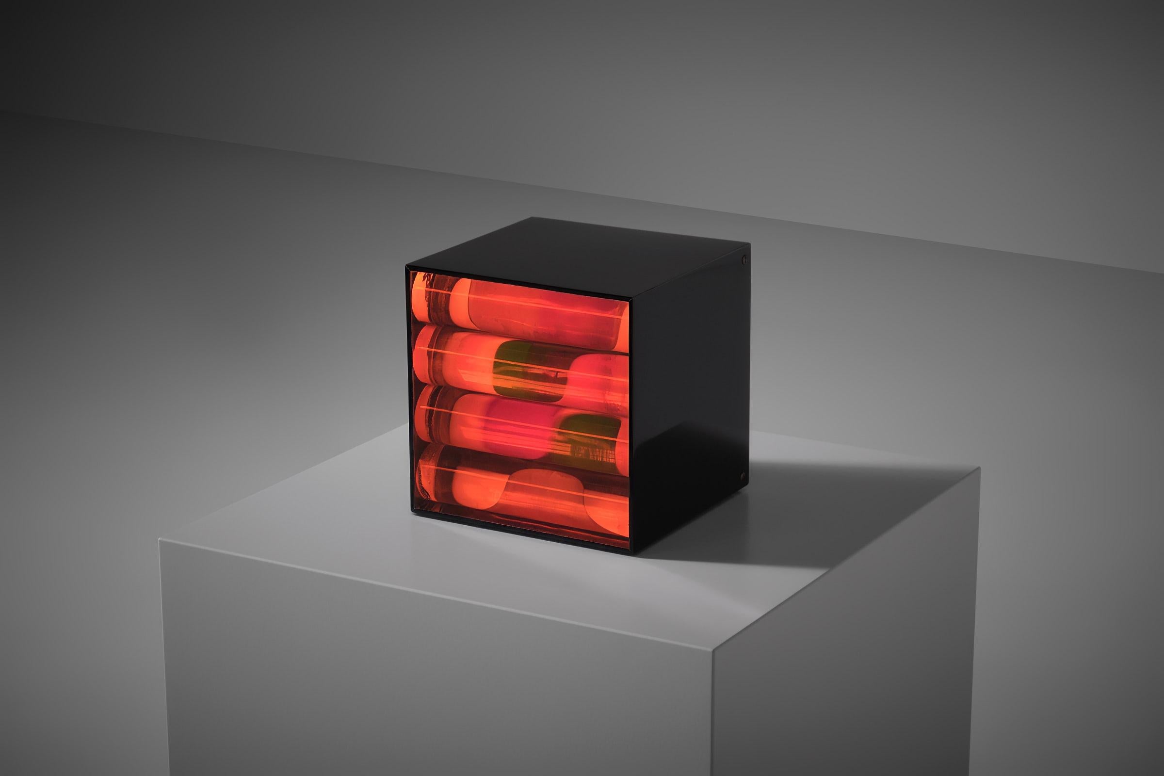 Acrylic Mobile Kinetic Light box by Perla Benveniste, Buenos Aires 1970s