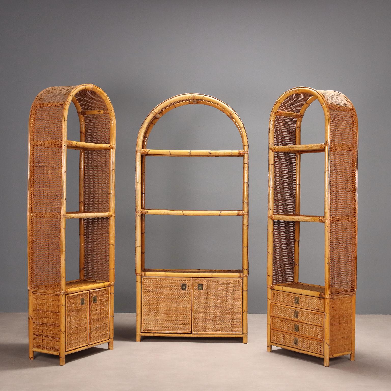 Mid-Century Modern Bibliothèque en bambou des années 80 en vente