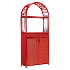 Mobile Libreria anni '80 in Bambù Rosso