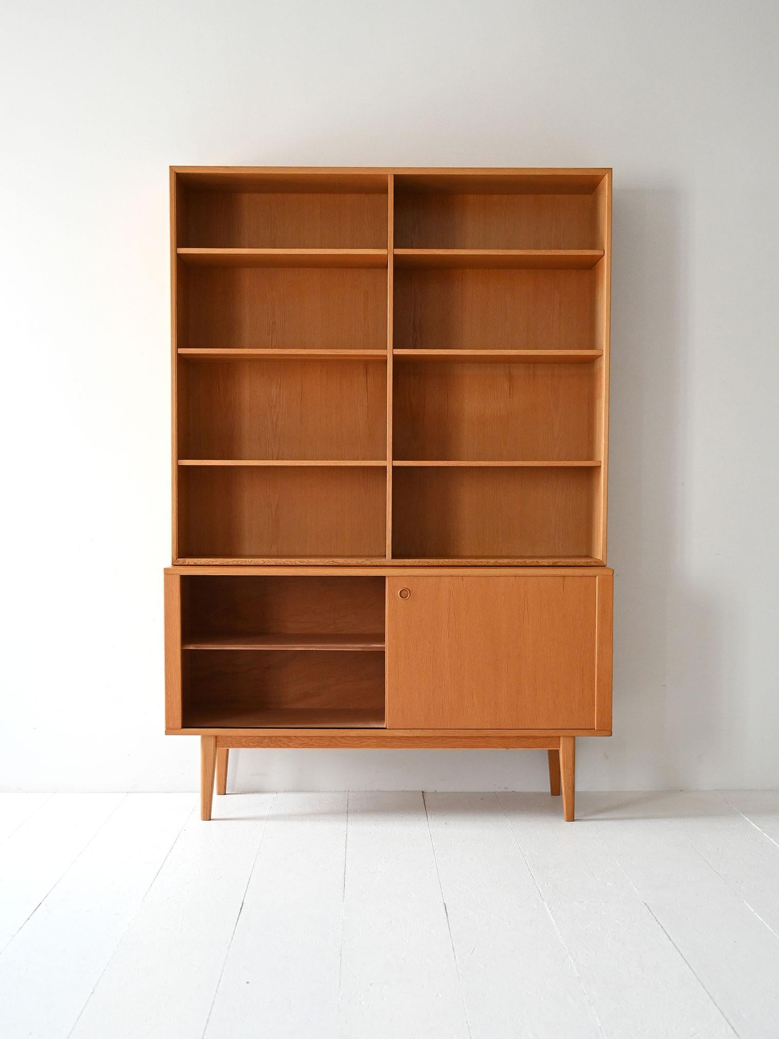 Scandinavian Modern Scandinavian vintage oak bookcase cabinet For Sale
