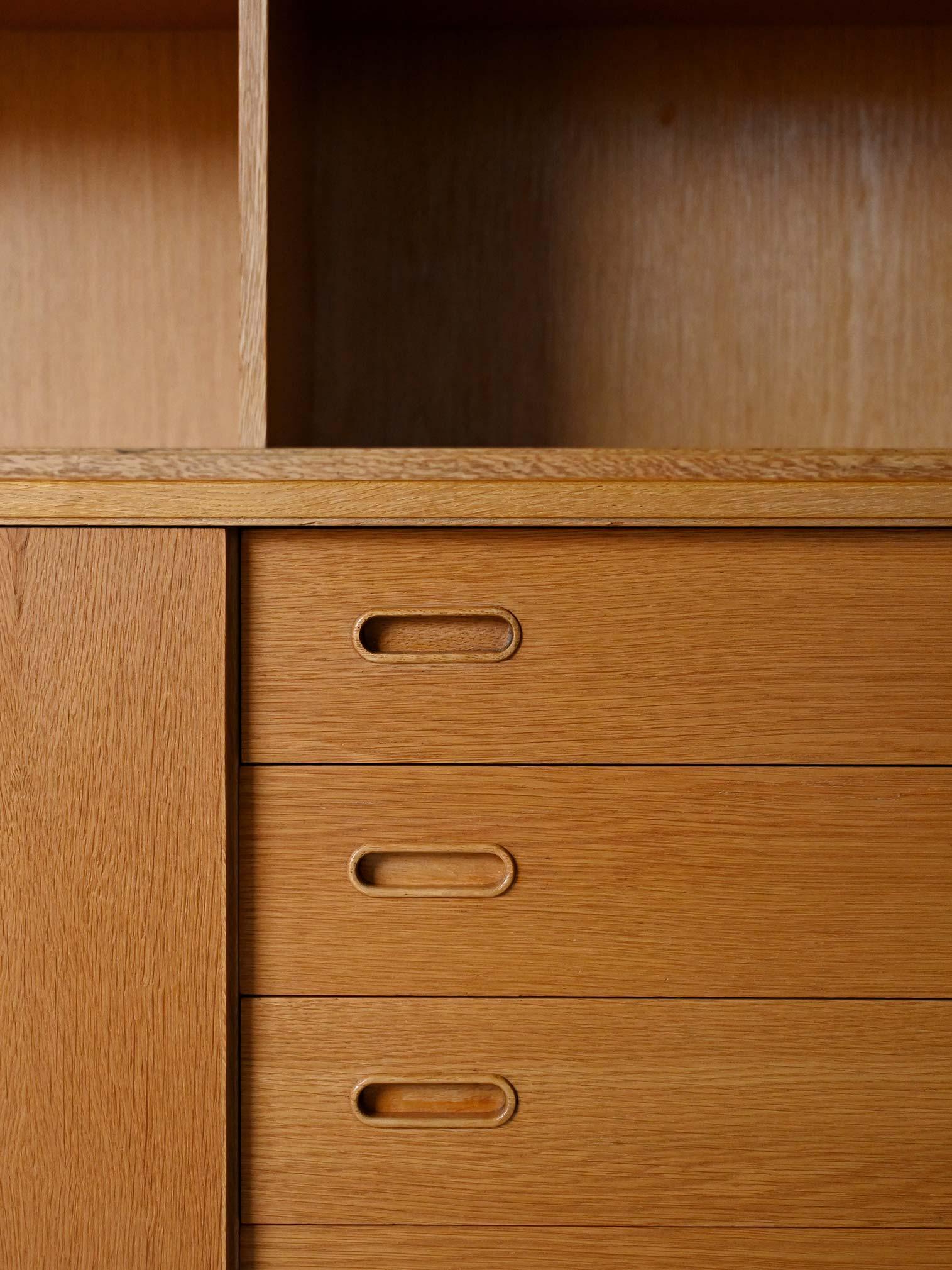 Oak Scandinavian vintage oak bookcase cabinet For Sale