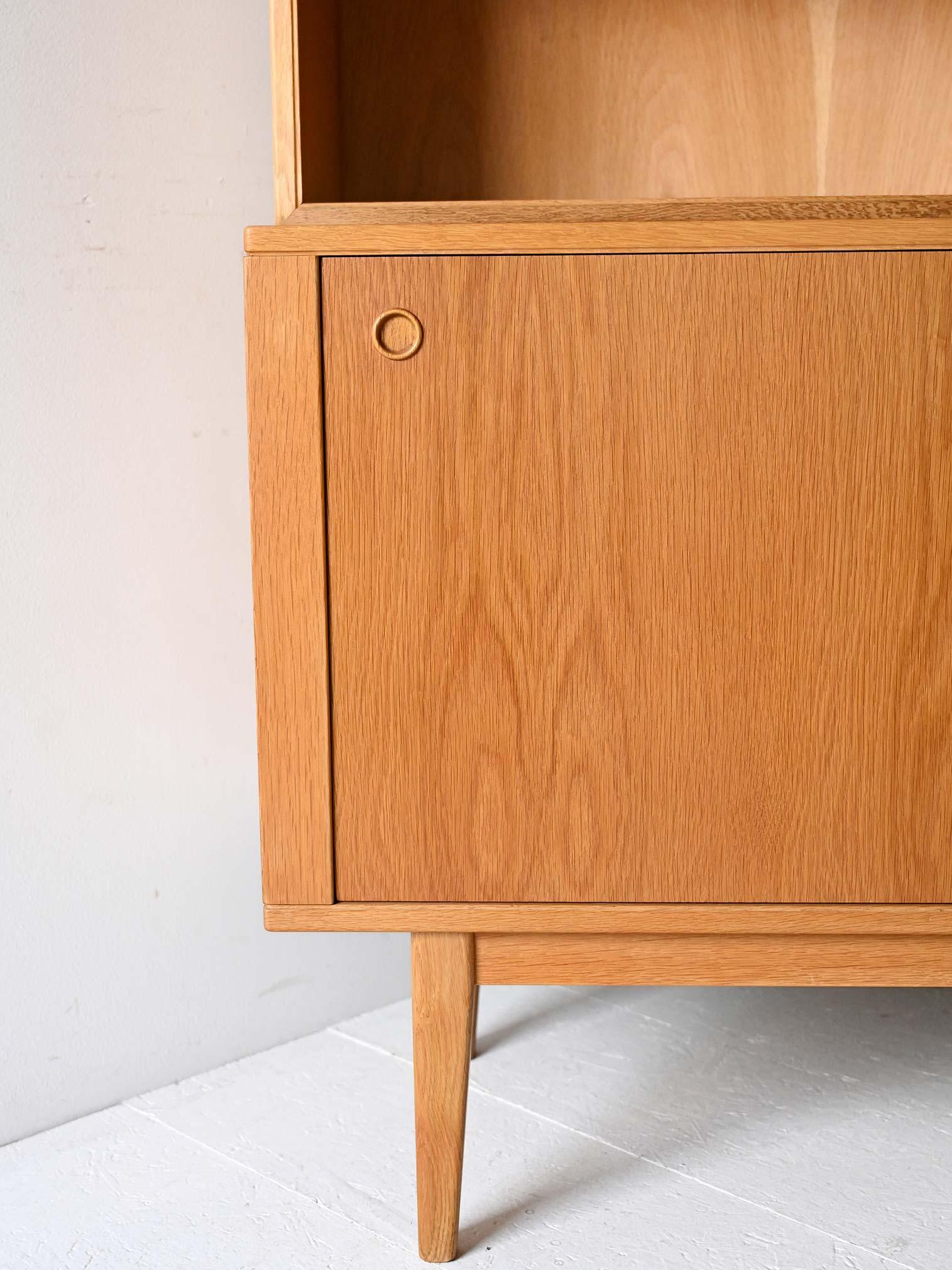 Scandinavian vintage oak bookcase cabinet For Sale 1