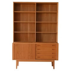 Scandinavian vintage oak bookcase cabinet