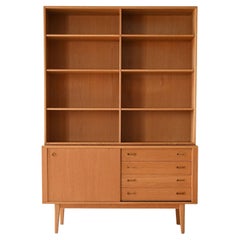Scandinavian vintage oak bookcase cabinet
