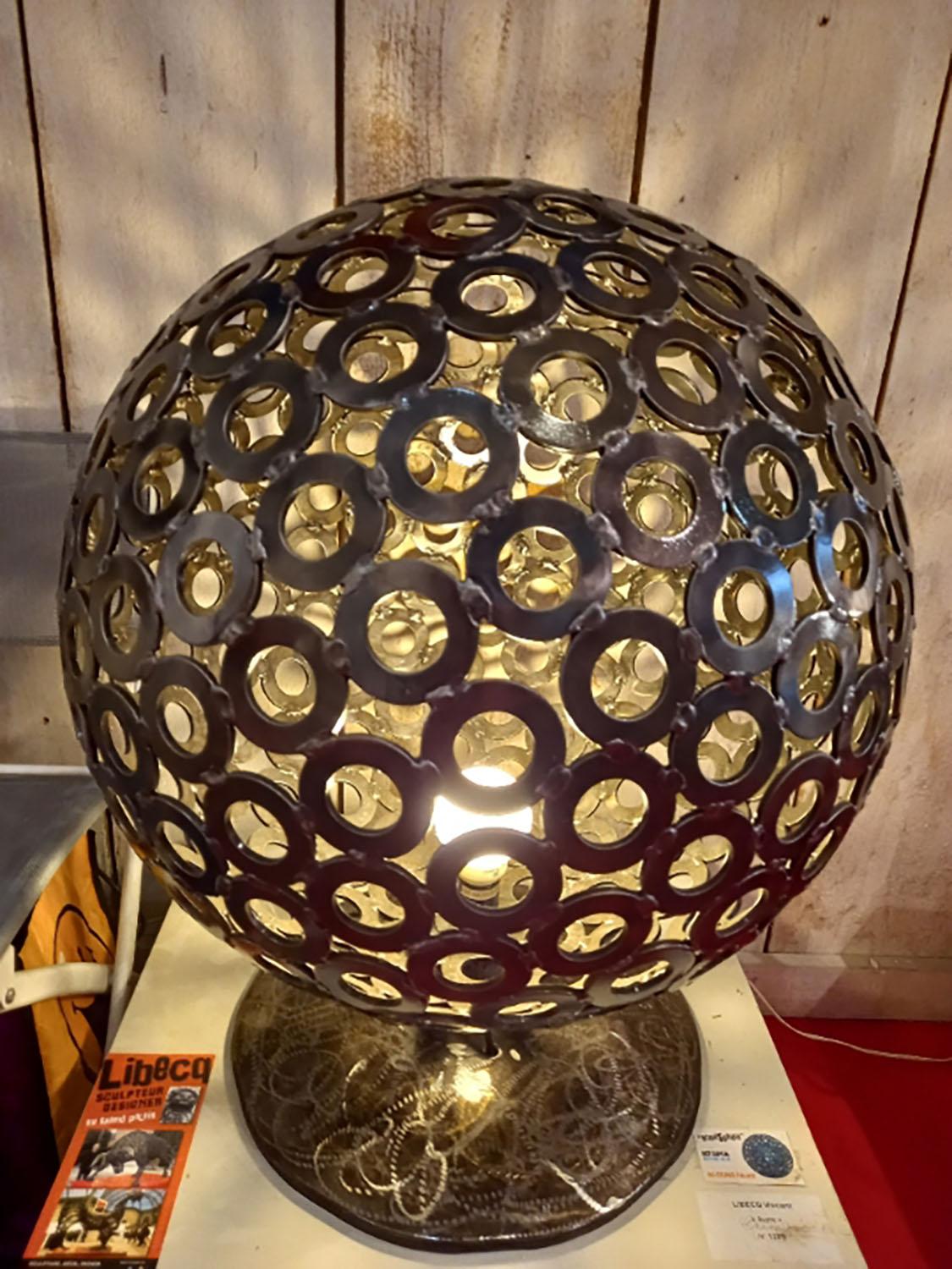Mobile luminous sphere by LIBECQ
Mobile openwork metal 
Signed on base 
2022
Dimensions : Ø 65 cm x h 70 cm.
