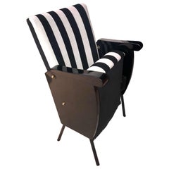 Vintage Mobile Midcentury Cinema Chair, Black and White, Restored, Germany, 1950s