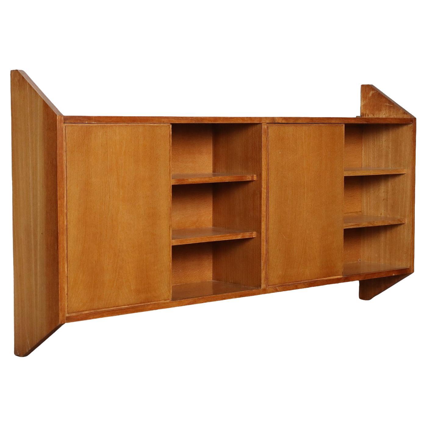 1950s wall cabinet, oak veneer, light brown For Sale