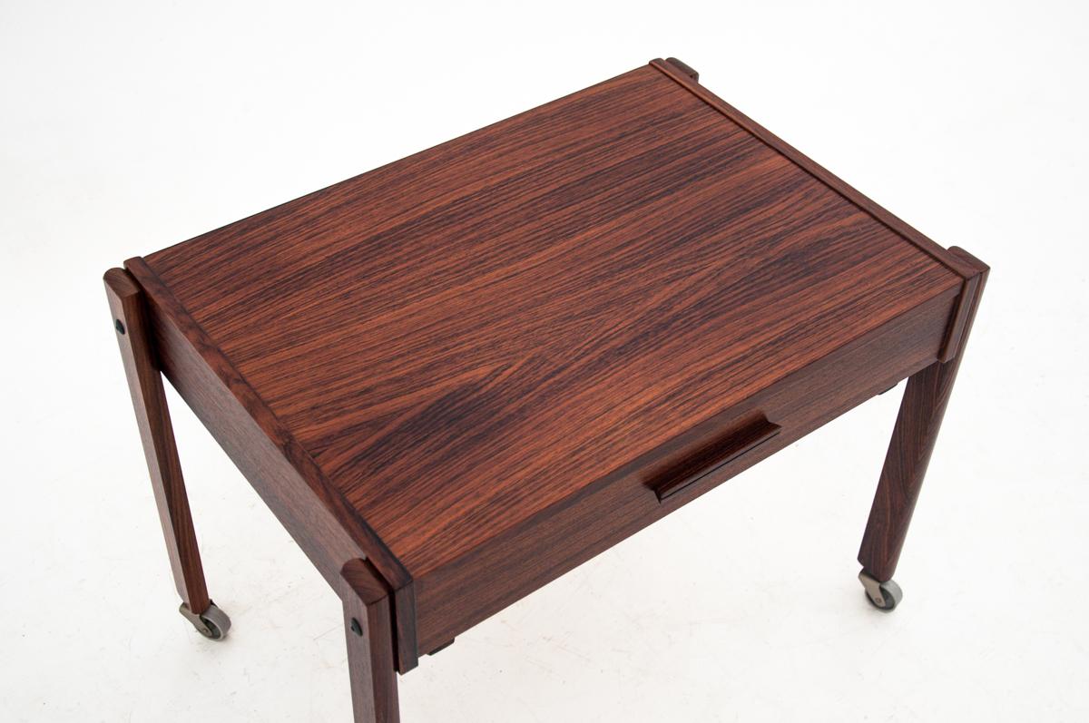 Rosewood Mobile Sewing Table, Danish Design, Denmark, 1970s For Sale