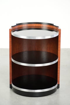 Mobile side table / bar table with black glass tops