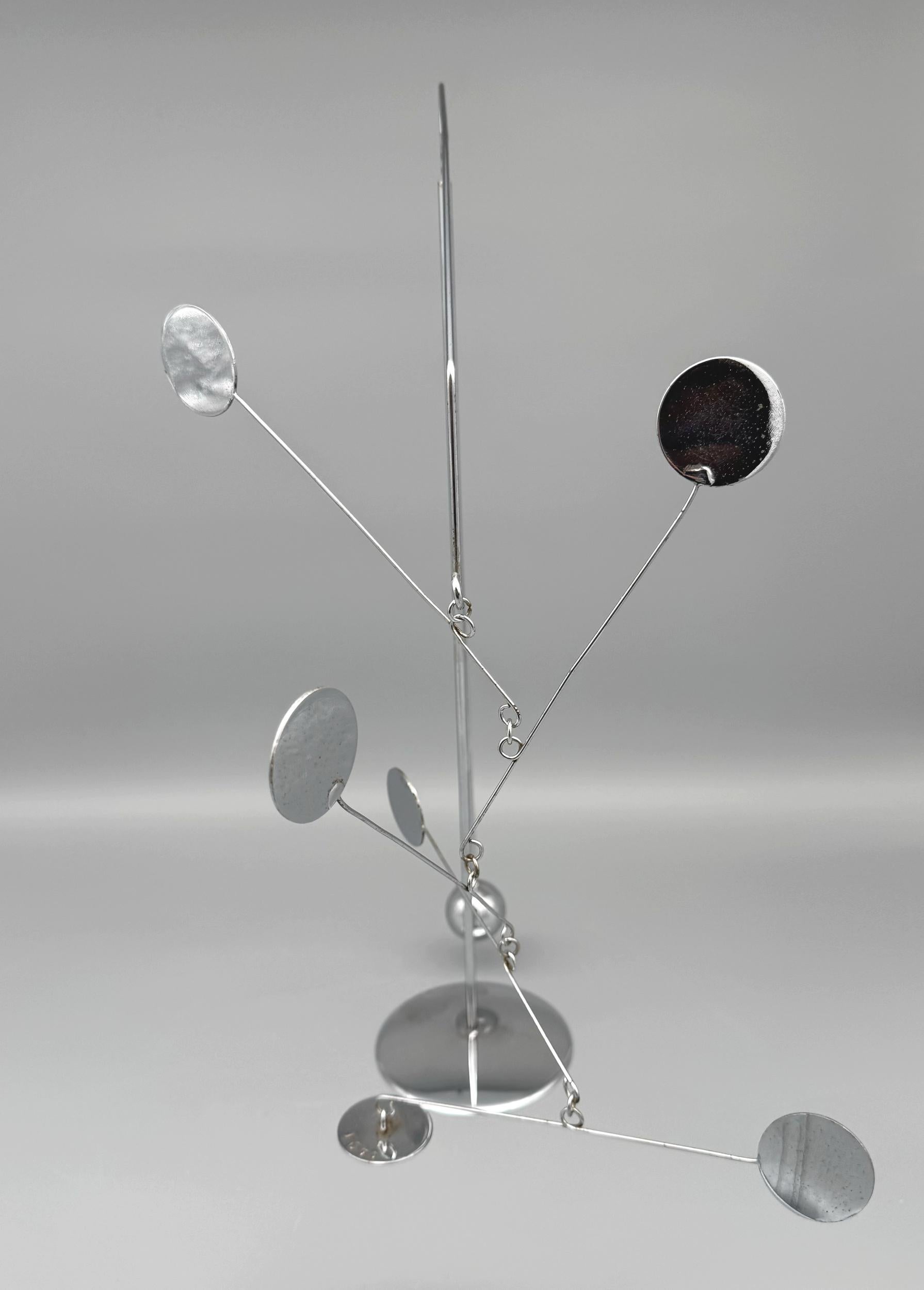 French Mobile-stabile in chrome-plated steel François Collette, France, 1970 For Sale