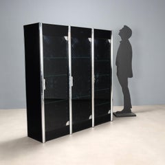 Mid-Century Modern Display Cabinet, Smoked Glass & Chrome, Italy, 1970