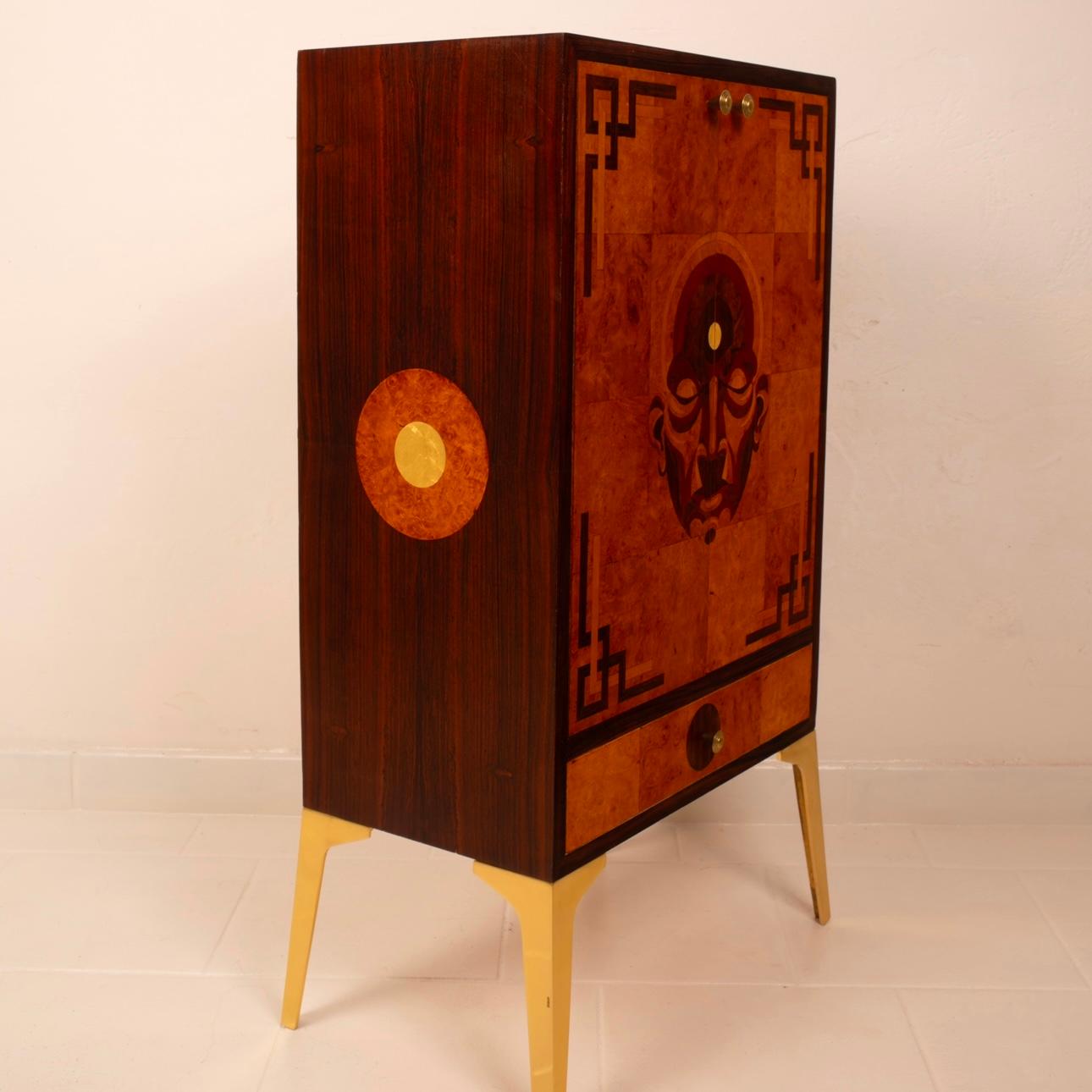 Bar Cabinet Furniture No. 1 in Precious Woods by Jacques Leo for JF Gallery For Sale 14