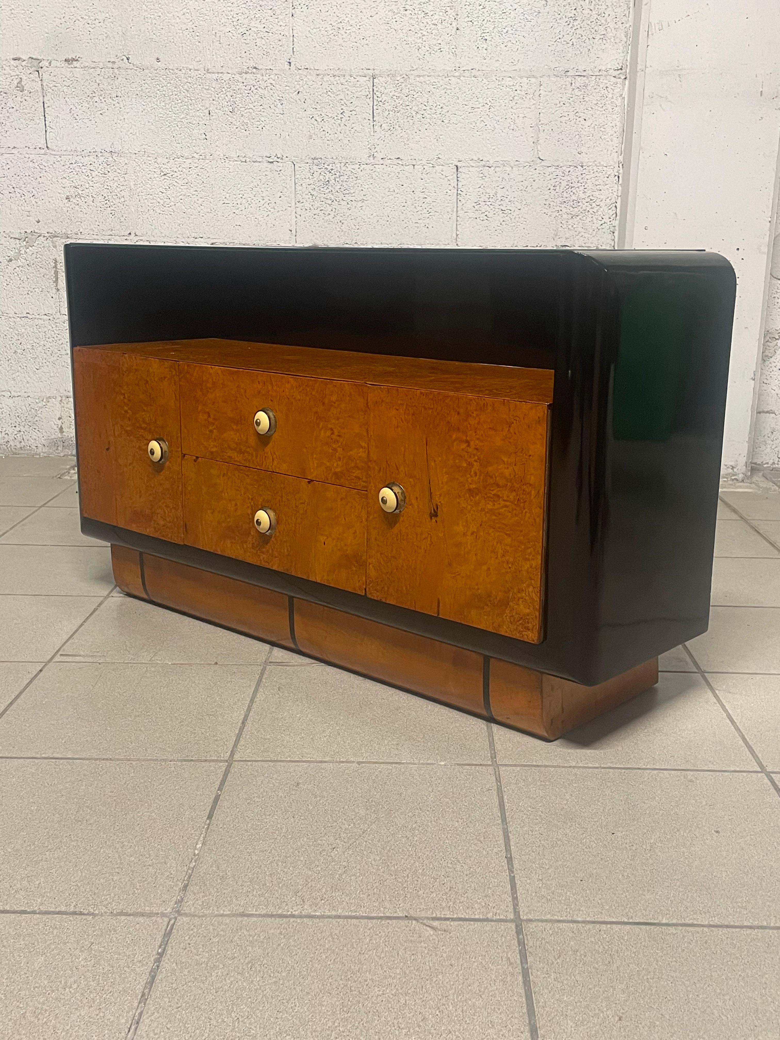 Low deco cabinet with crystal top, 1930s For Sale 7