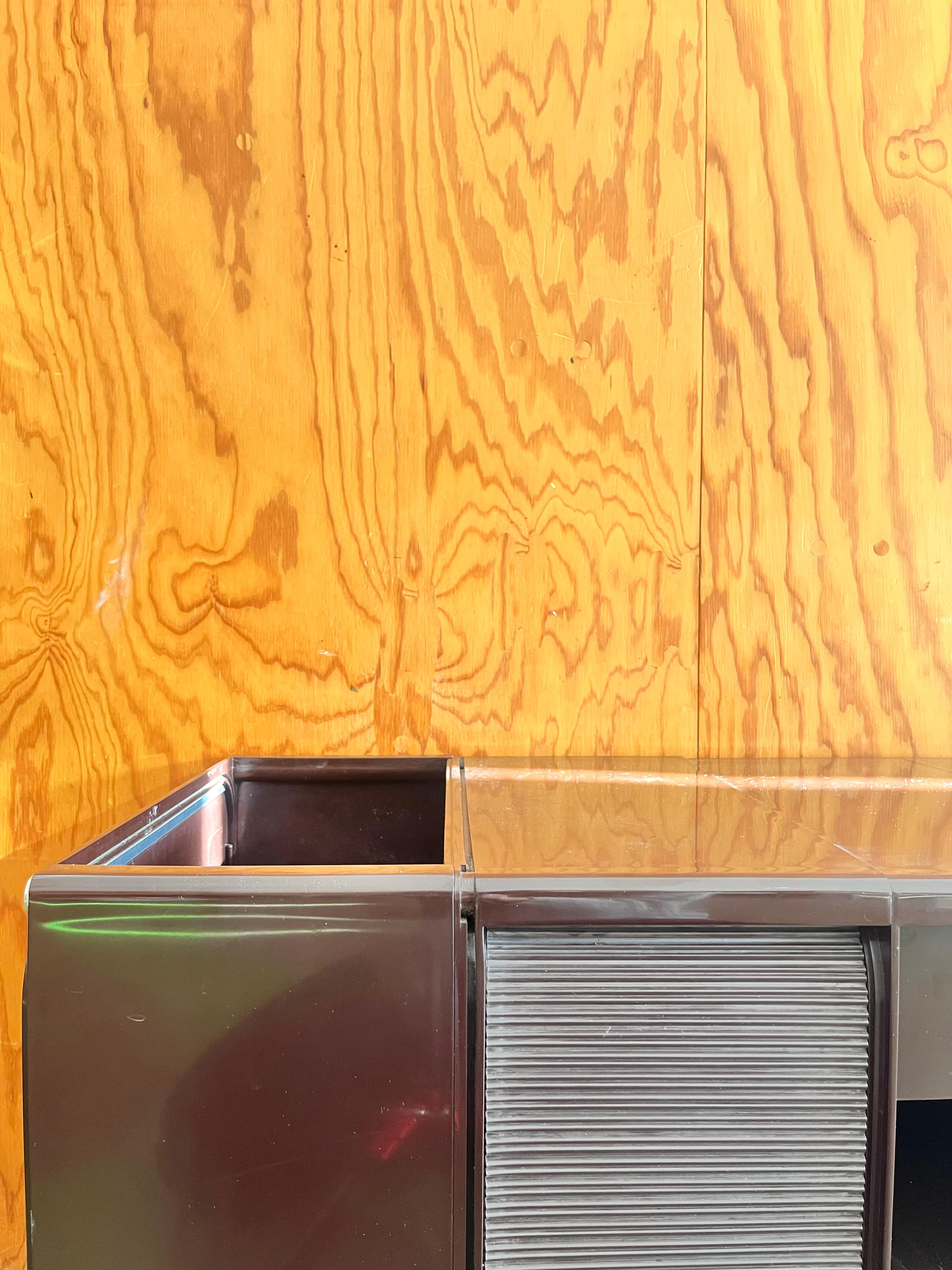 Italian Meuble de rangement en plastique marron Elco, années 1970 en vente