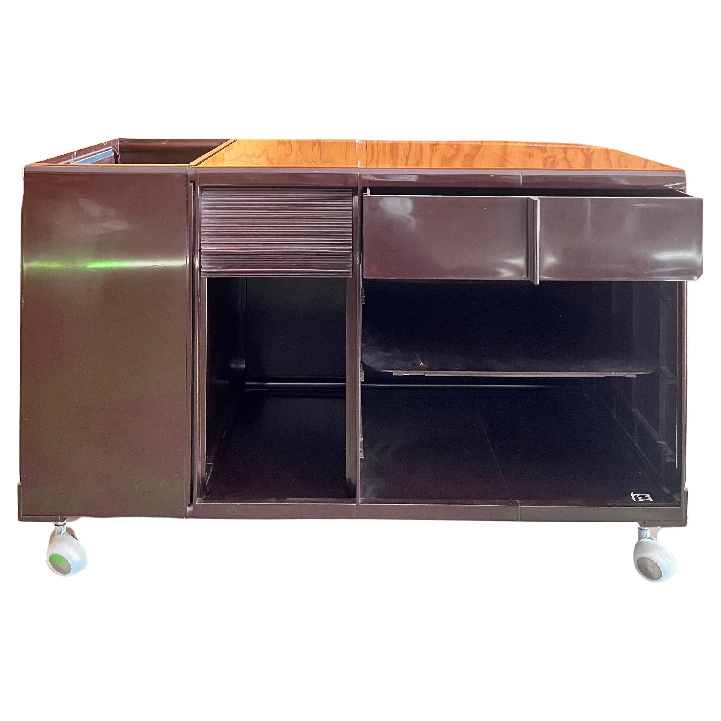Meuble de rangement en plastique marron Elco, années 1970
