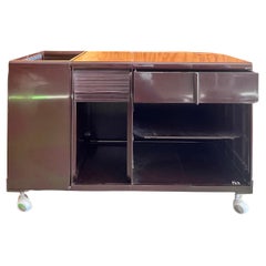 Mobiletto contenitore in plastica marrone Elco anni 70