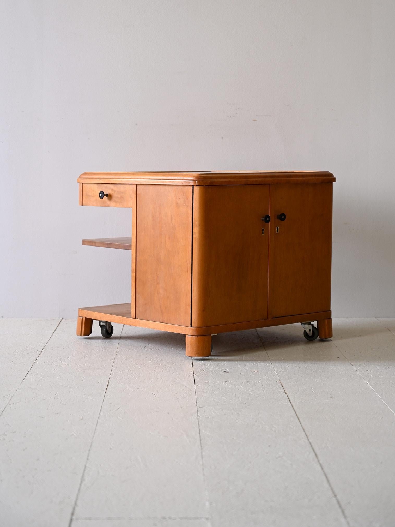 Scandinavian Modern Vintage cabinet with wheels Deco For Sale