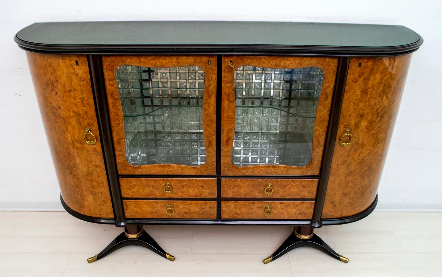 Paolo Buffa Mid-Century Modern Italian Mahogany and Walnut Bar Cabinet, 1950s For Sale 7