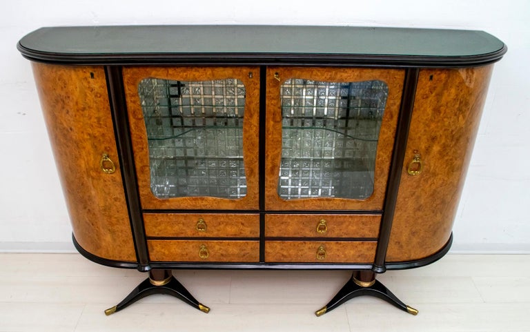 Paolo Buffa Mid-Century Modern Italian Mahogany and Walnut Bar Cabinet, 1950s For Sale 7