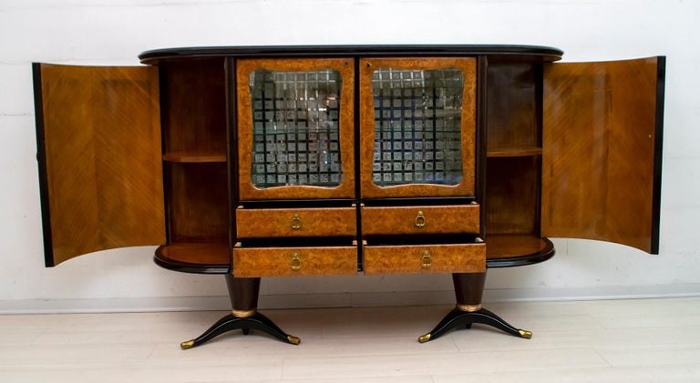 Paolo Buffa Mid-Century Modern Italian Mahogany and Walnut Bar Cabinet, 1950s For Sale 9