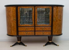 Paolo Buffa Mid-Century Modern Italian Mahogany and Walnut Bar Cabinet, 1950s