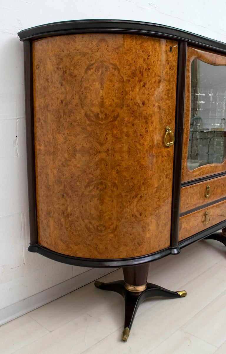 Paolo Buffa Mid-Century Modern Italian Mahogany and Walnut Bar Cabinet, 1950s For Sale 4