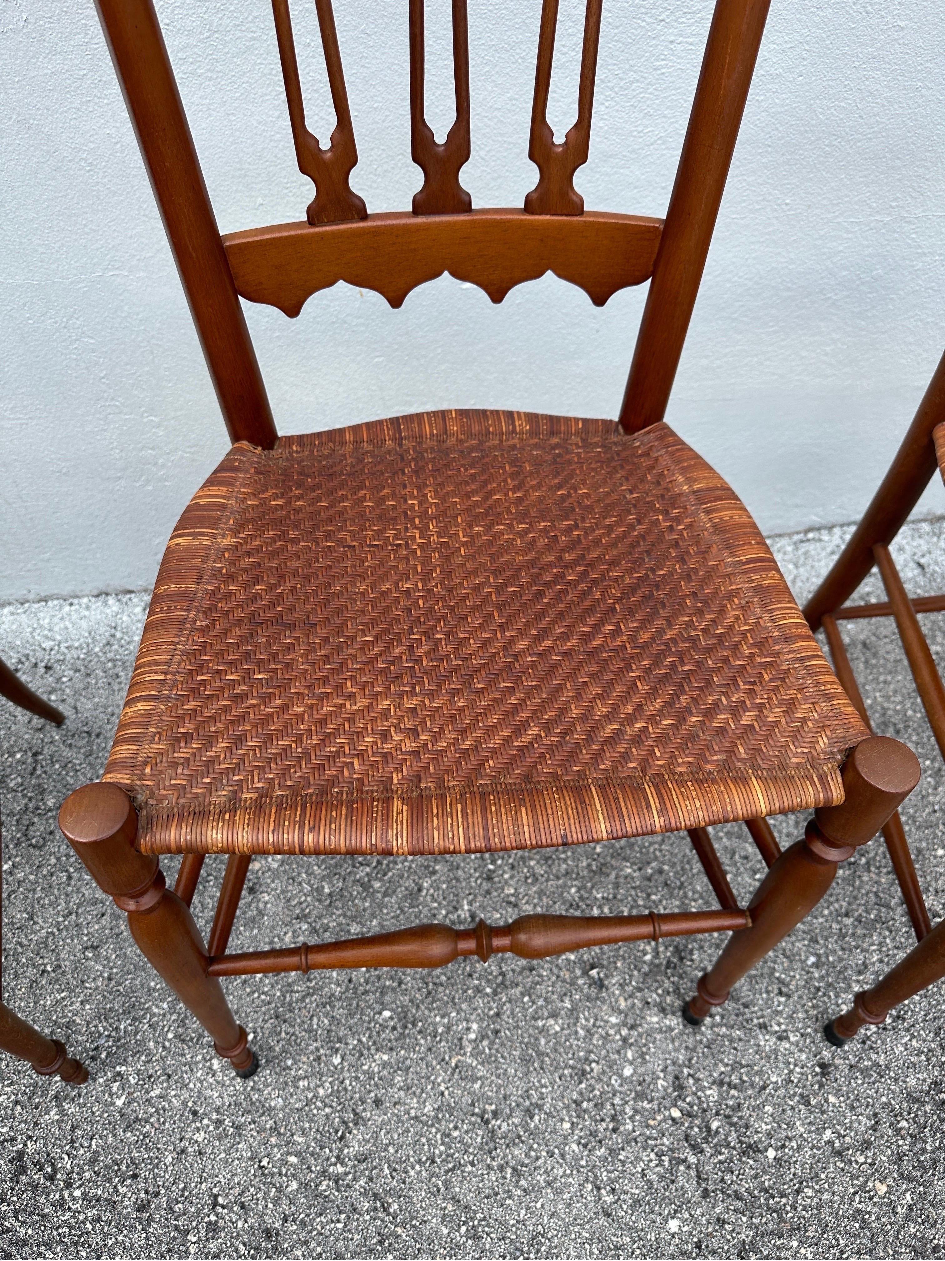 Mobili Sanguineti Chiavari - Set of Four (4) Wood and Wicker Chairs For Sale 4