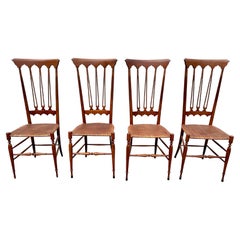 Mobili Sanguineti Chiavari - Ensemble de quatre (4) chaises en bois et en osier
