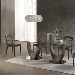 Axis Large Dining with Glass Top Table by Stefano Bigi by Pacini & Cap