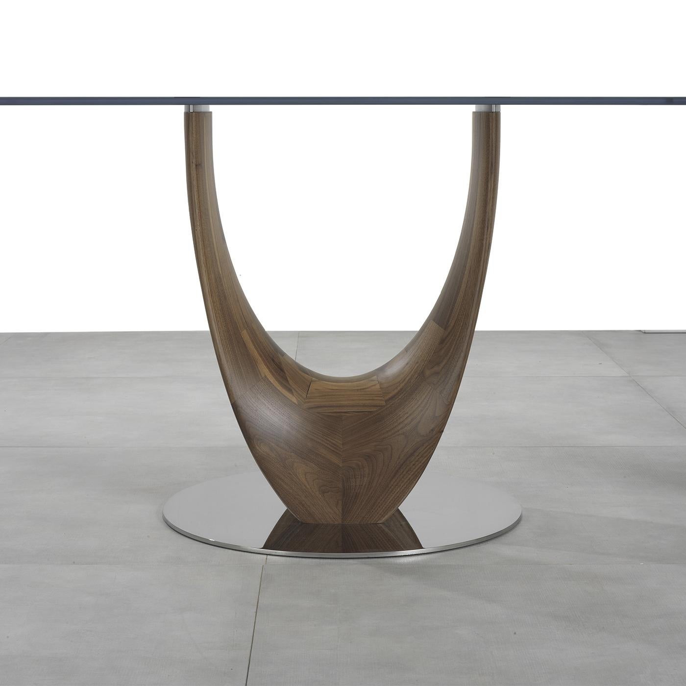 Moderne Grande table de salle à manger Axis avec plateau en verre de Stefano Bigi par Pacini & Cap en vente