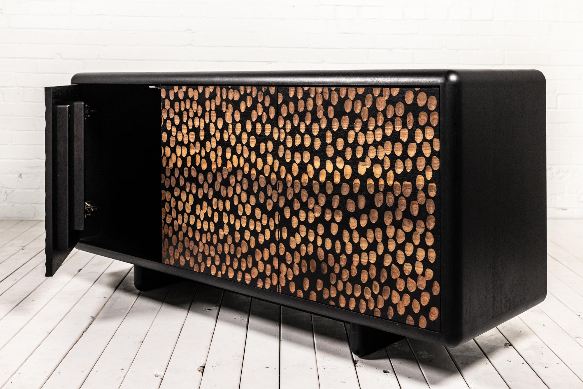 Blackened Mobley MK2 Cabinet 001 - Hand Carved Cabinet Made from Solid Walnut For Sale