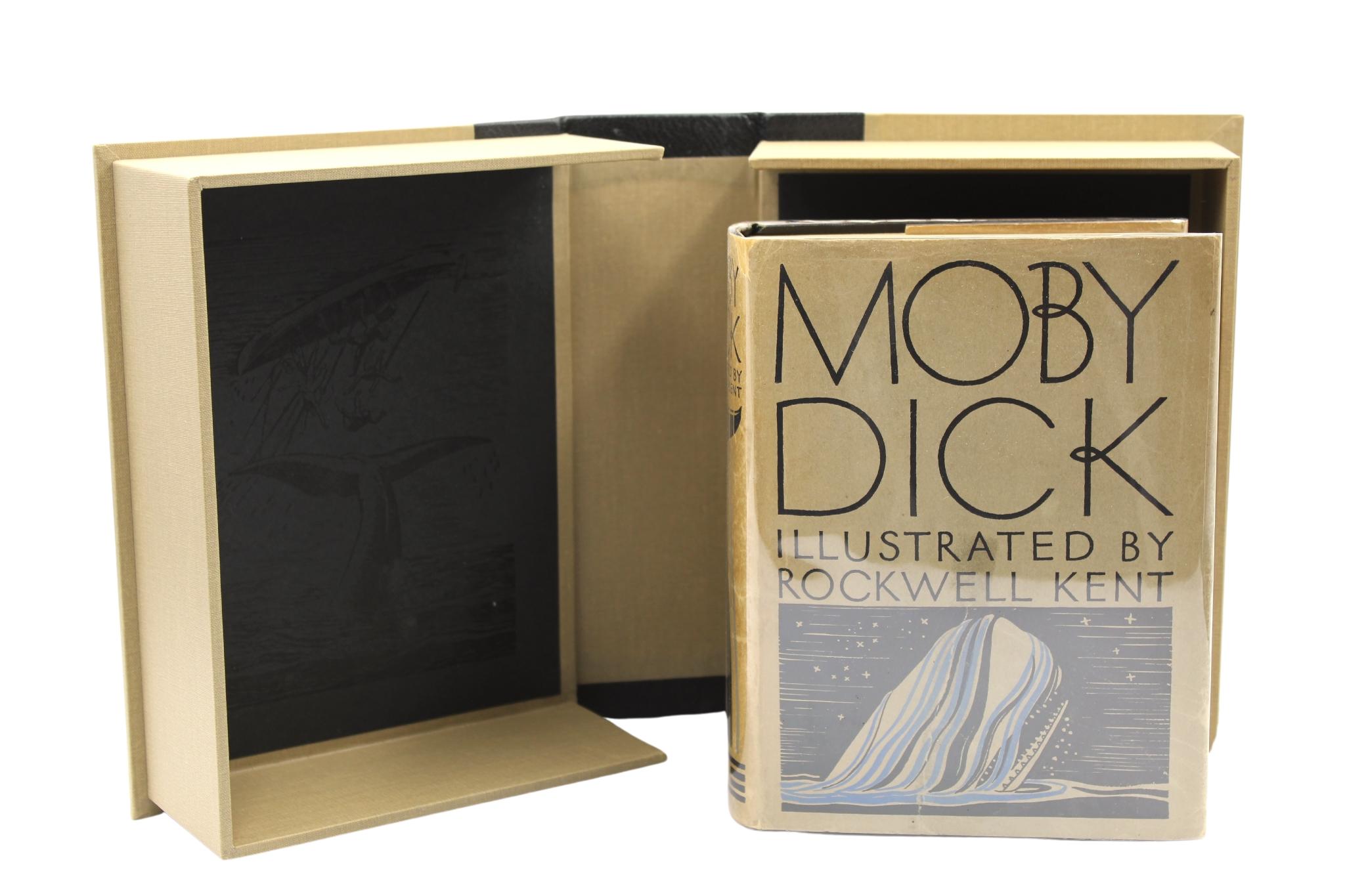 Melville, Herman. Moby-Dick. New York: Random House, 1930. Illustrated by Rockwell Kent. First trade edition (thus). Octavo. Original publisher’s pictorial black cloth boards, stamped in silver. Original pictorial dust jacket. Presented with new