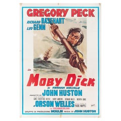 Vintage Moby Dick R1970s Italian Due Fogli Film Poster