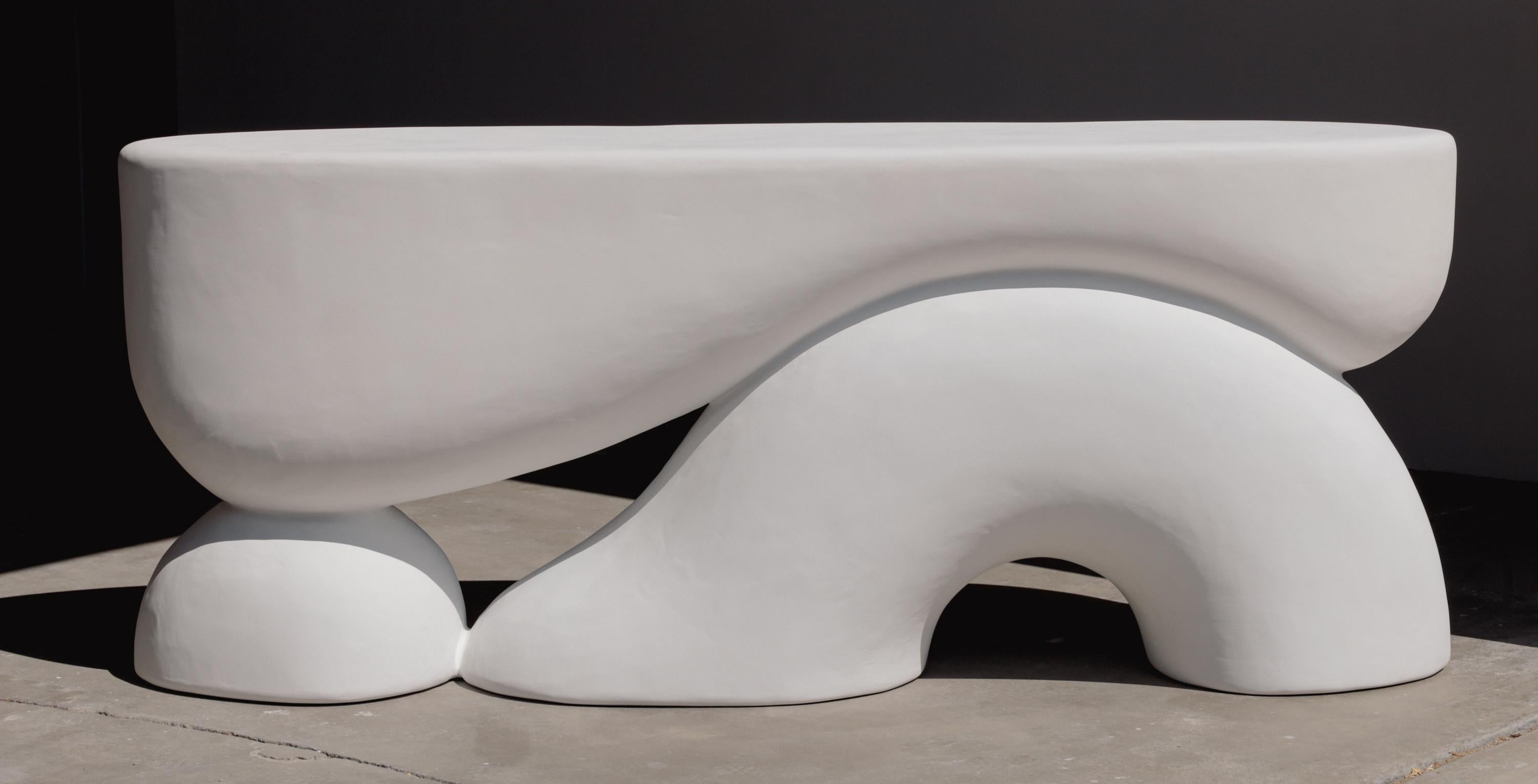 Contemporary moby sculptural plaster console in salt by öken house studios For Sale