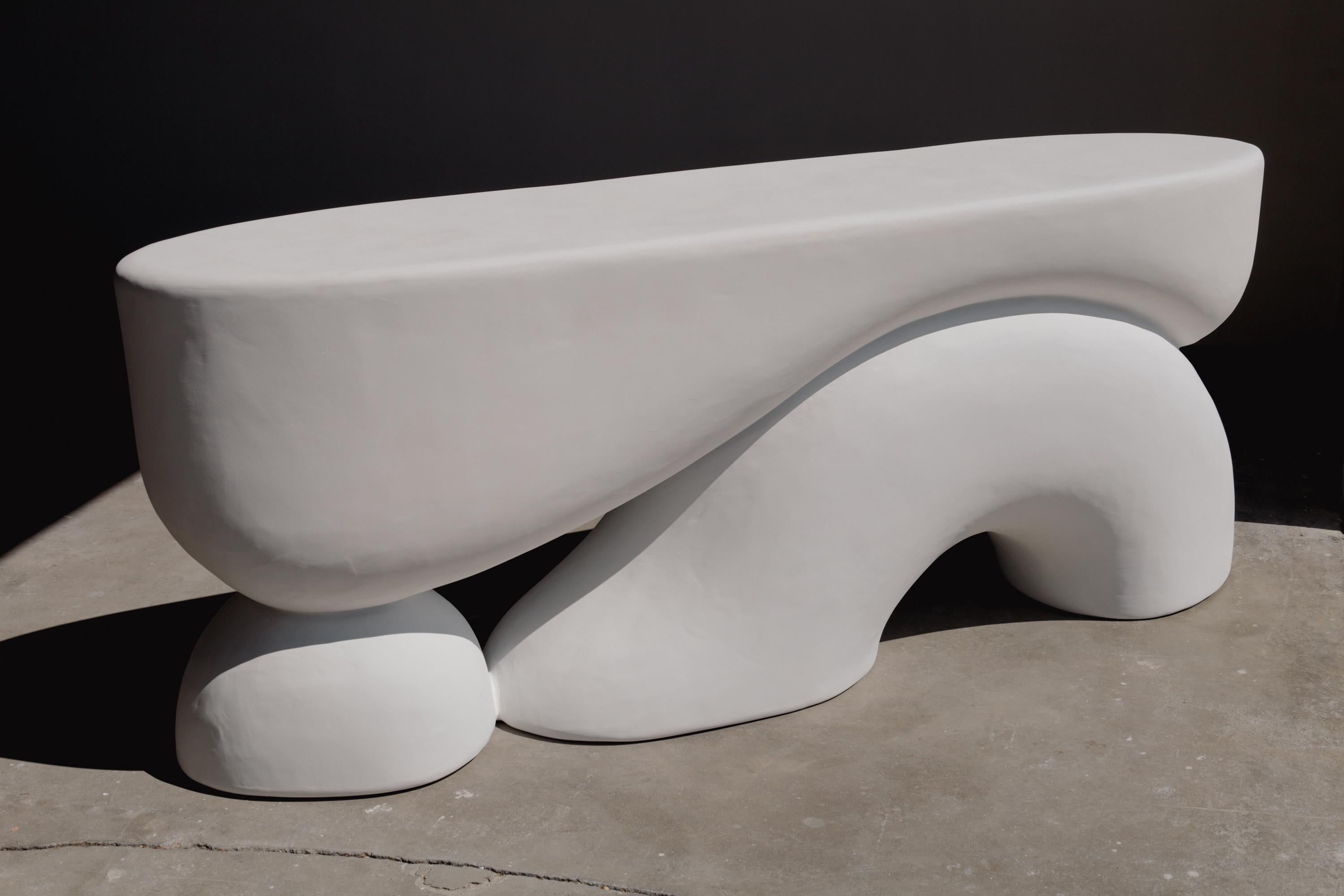 Organic Modern moby sculptural plaster console in salt by öken house studios For Sale